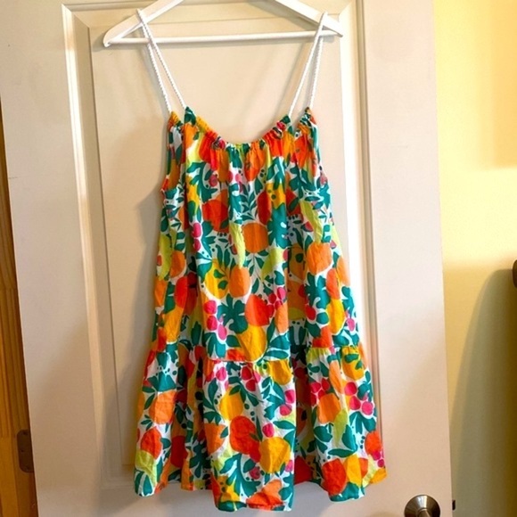 J Crew Cotton Gauzy Coverup Bold Tropical Adjustable Straps Size Medium - Picture 7 of 9
